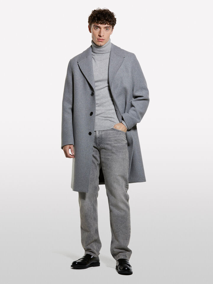 Pull gris coupe classique à col montant - pulls col montant pour homme - Gris | Sisley image number 1